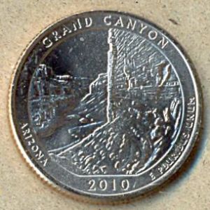 25 центов. 2010 год. серия национальные парки "GRAND CANYON" "P" ― 