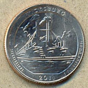 25 центов. 2011 год. серия национальные парки "VICKSBURG" "P" ― 